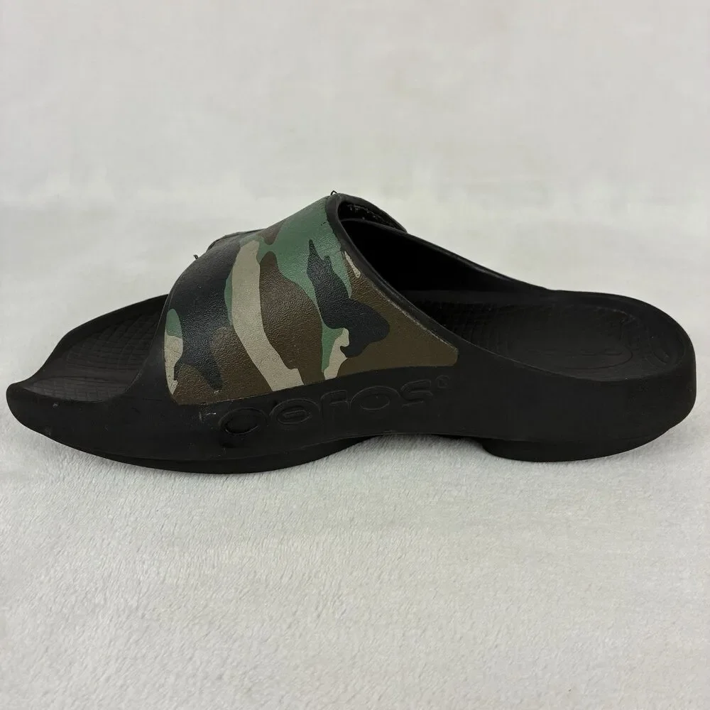 OOFOS OOahh Sport Flex Slide Sandals Men’s 8 /Womens 10 Green Camo Recovery Shoe